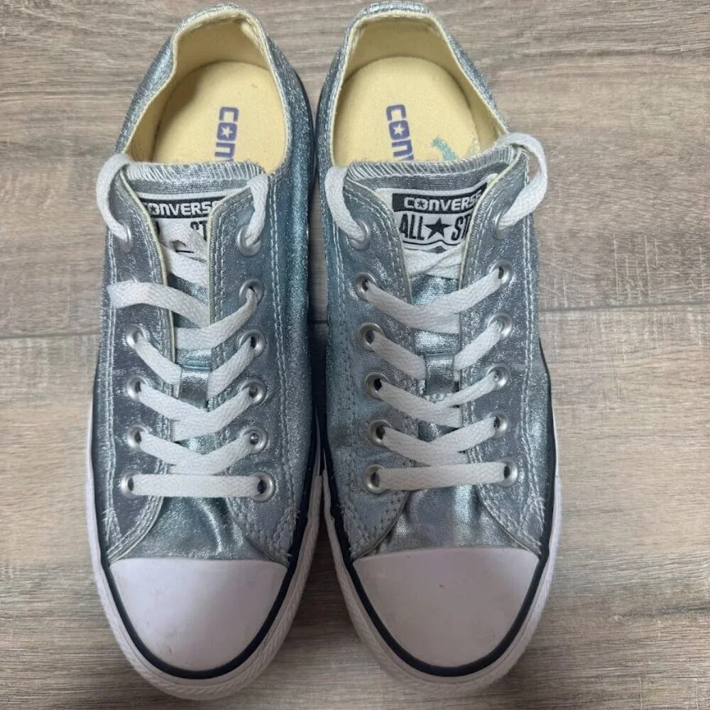 Converse Chuck Taylor Metallic Silver Low Top Sneakers Women's Size 7